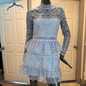 Self-Portrait White Floral Lace Long Sleeve Dress